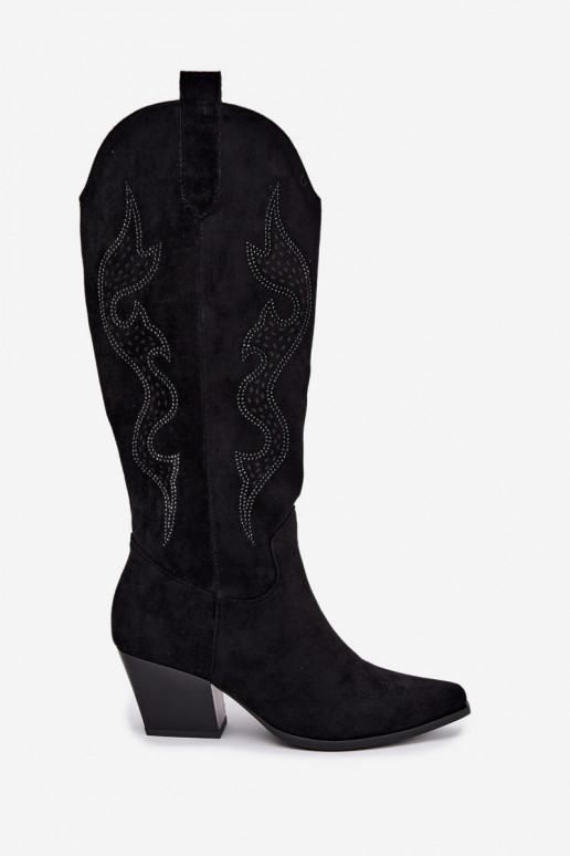 stivali cowboy lunghi con decorazione sul gambale in colore nero Greyla