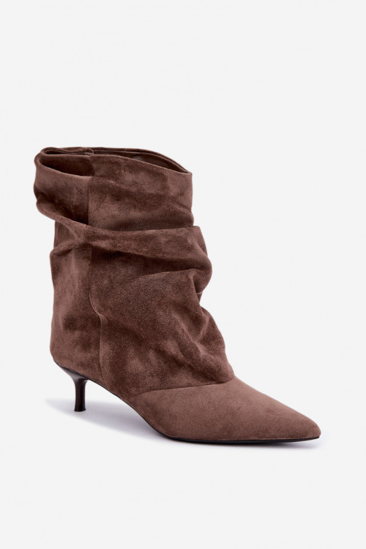 stivaletti slouchy con tacco in colore khaki Farren