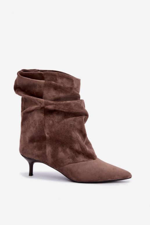 stivaletti slouchy con tacco in colore khaki Farren