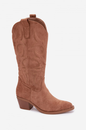 stivali cowboy lunghi con tacco in colore marrone INesly 2