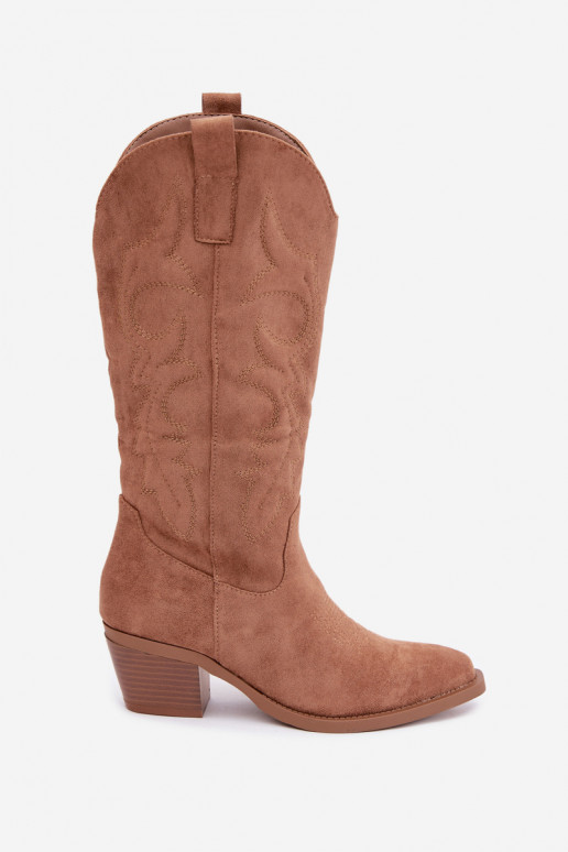 stivali cowboy lunghi con tacco in colore marrone INesly