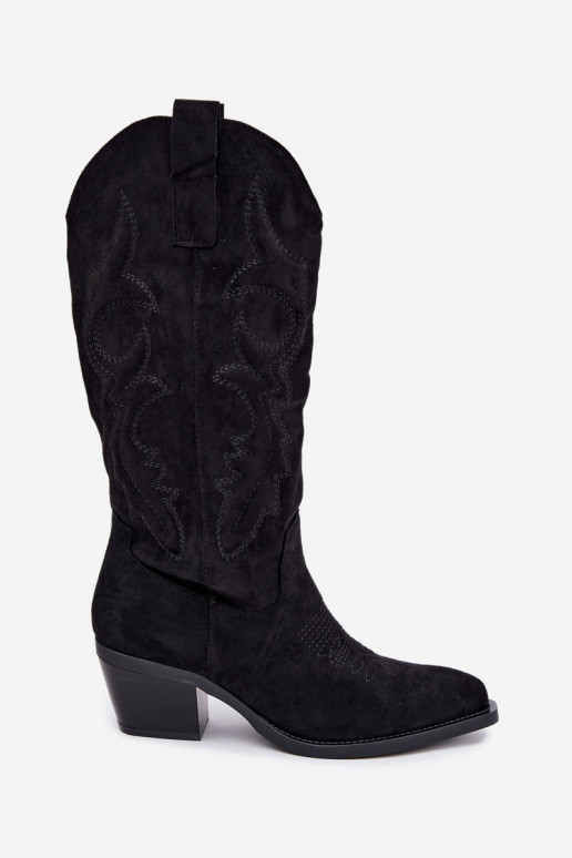 stivali cowboy lunghi con tacco in colore nero INesly