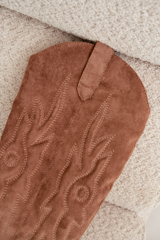 stivali alti da donna in stile cowboy con tacco in marrone Glenor