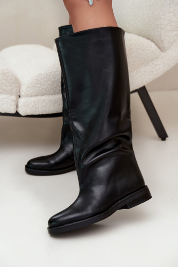 stivali alti da donna con tacchi larghi e ricamo decorativo in nero Gresa 2