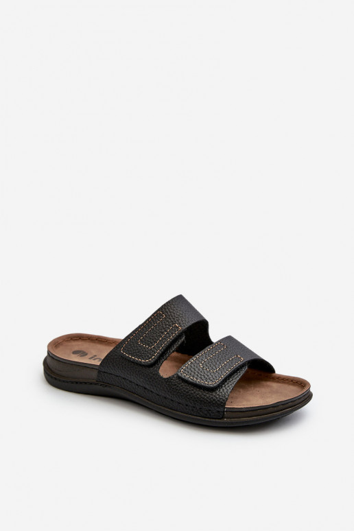 pantofole comode da uomo con cinturini e chiusure adesive Inblu GV00002I in nero
