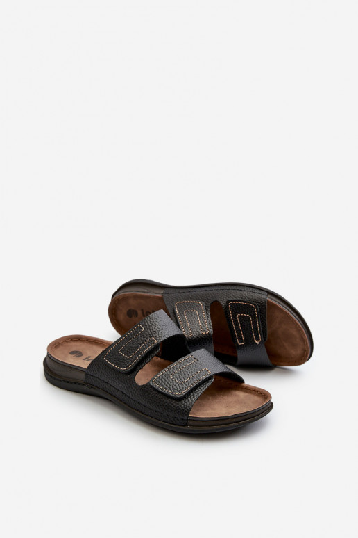 pantofole comode da uomo con cinturini e chiusure adesive Inblu GV00002I in nero