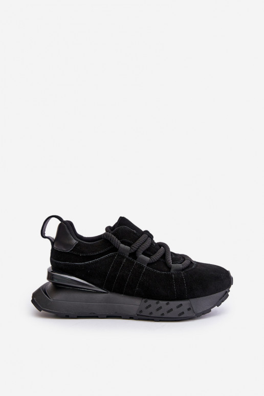 sneakers in suede da donna con piattaforma e lacci robusti Artiker 54C1464 in nero