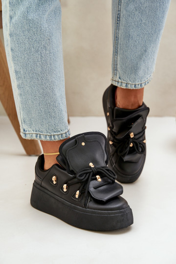 sneakers da donna con piattaforma in nero