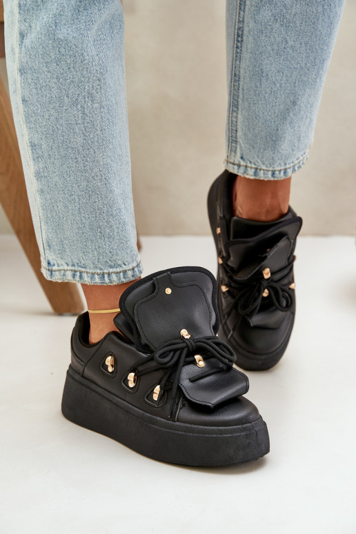 sneakers da donna con piattaforma in nero