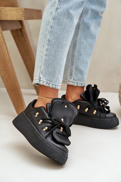 sneakers da donna con piattaforma in nero