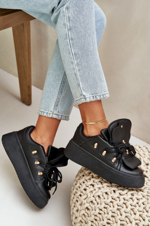 sneakers da donna con piattaforma in nero