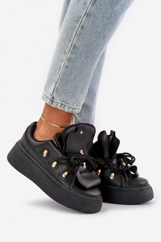 sneakers da donna con piattaforma in nero