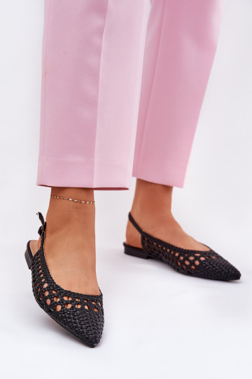 ballet flats con tacchi larghi in nero