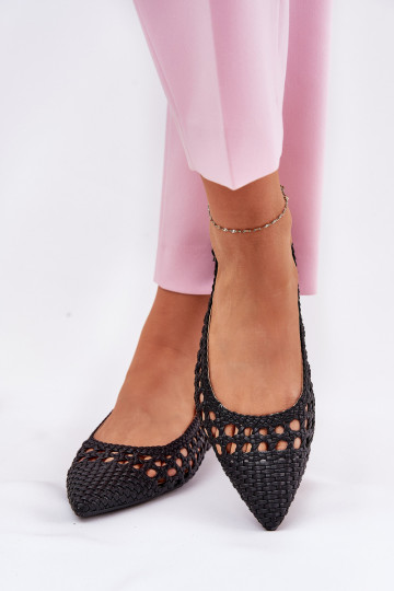 ballet flats con tacchi larghi in nero 2