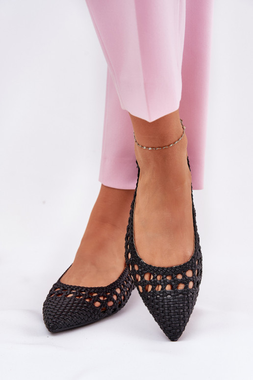 ballet flats con tacchi larghi in nero
