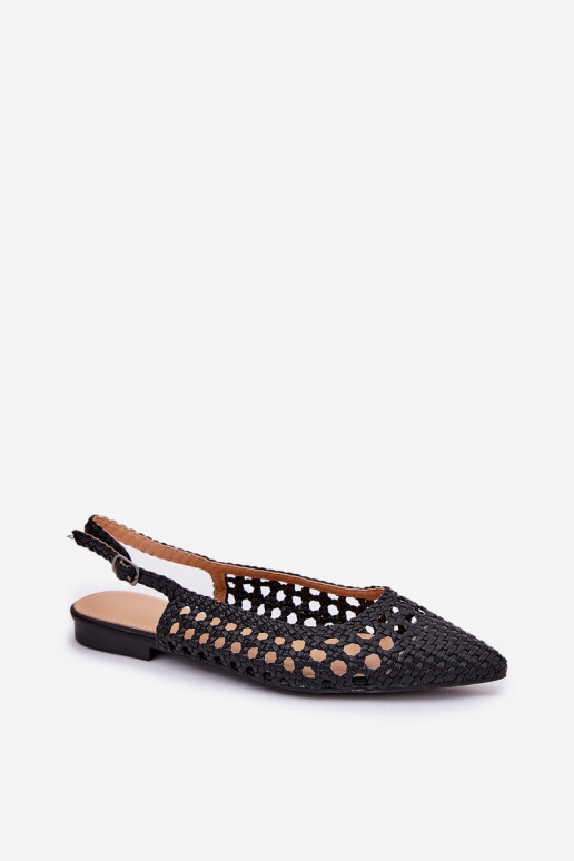 ballet flats con tacchi larghi in nero
