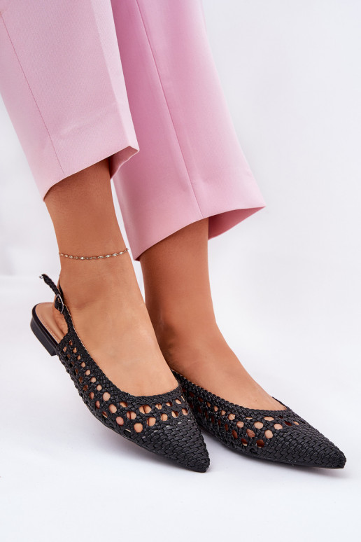 ballet flats con tacchi larghi in nero