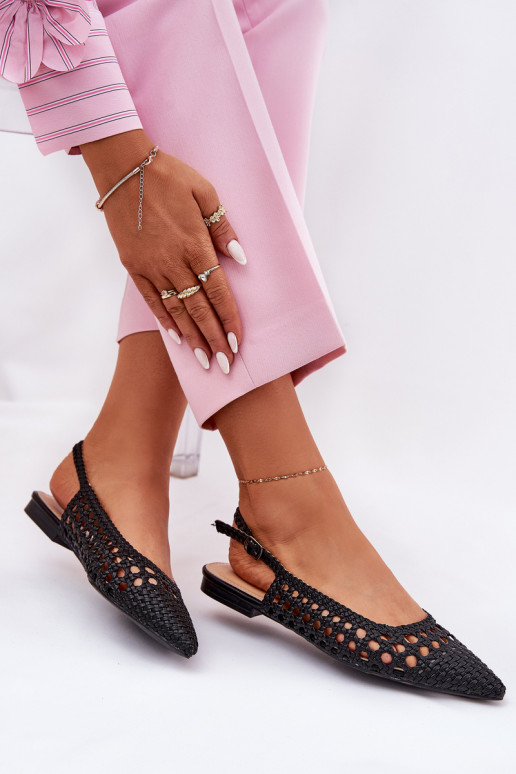 ballet flats con tacchi larghi in nero