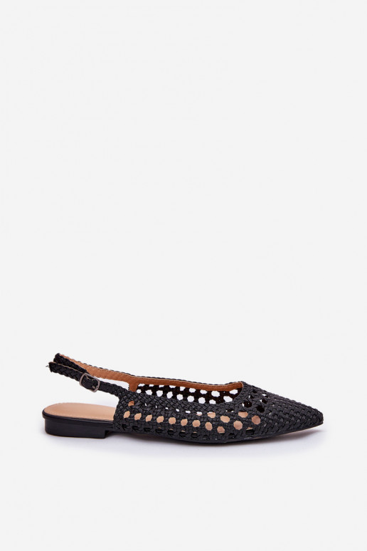 ballet flats con tacchi larghi in nero