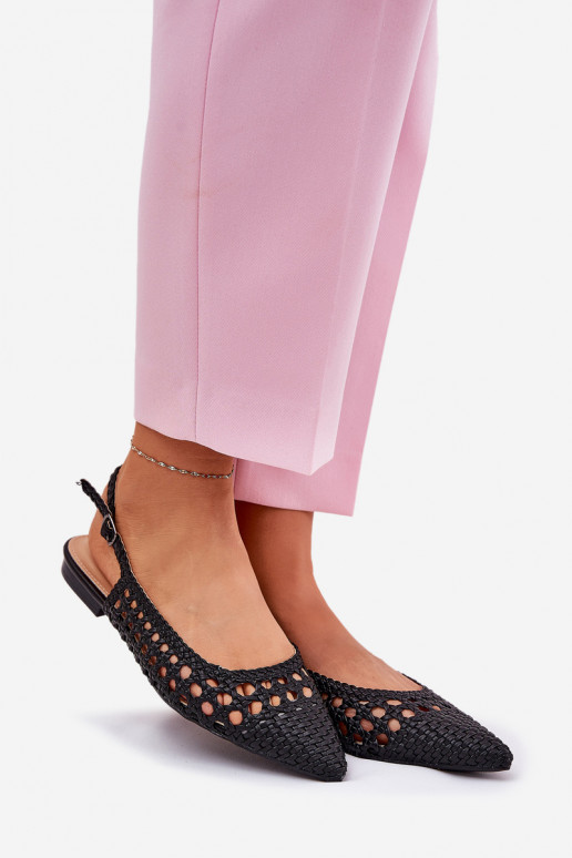 ballet flats con tacchi larghi in nero