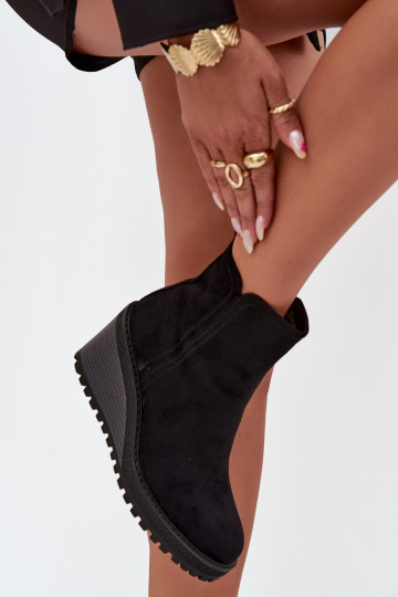 stivaletti isolati in suede sintetico in nero