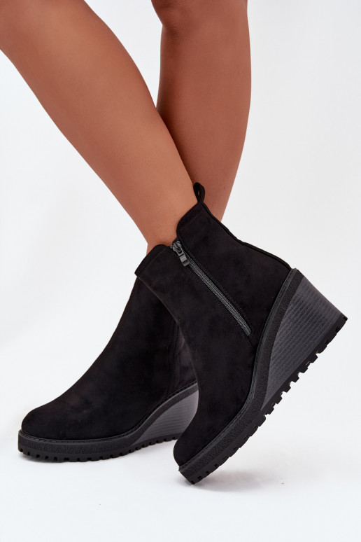 stivaletti isolati in suede sintetico in nero