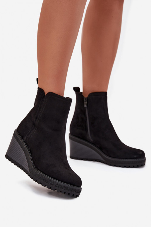 stivaletti isolati in suede sintetico in nero