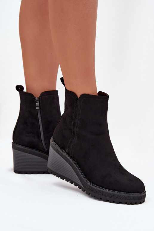 stivaletti isolati in suede sintetico in nero