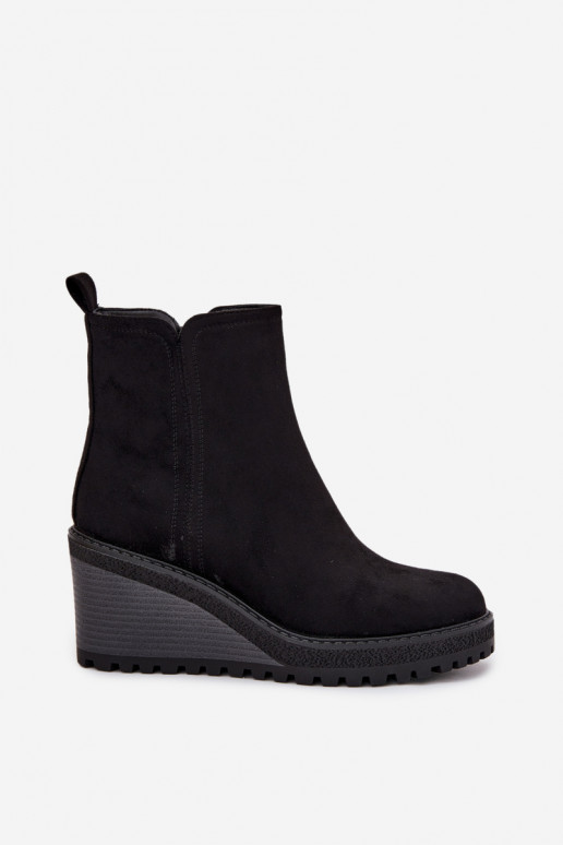 stivaletti isolati in suede sintetico in nero