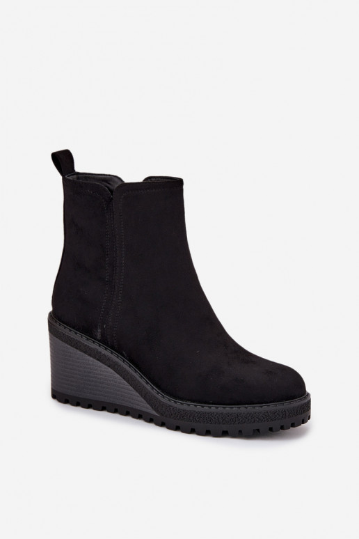 stivaletti isolati in suede sintetico in nero