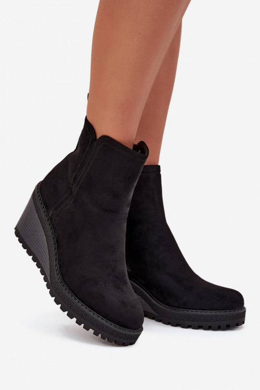 stivaletti isolati in suede sintetico in nero