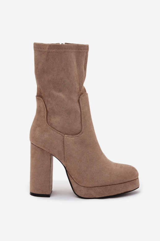stivaletti da donna in suede sintetico in sabbia