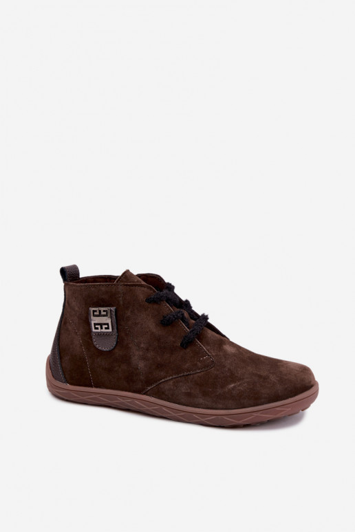 Scarpe barefoot in suede sintetico per donne color cioccolato Abera