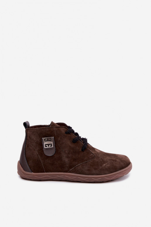 Scarpe barefoot in suede sintetico per donne color cioccolato Abera
