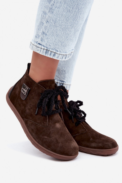 Scarpe barefoot in suede sintetico per donne color cioccolato Abera