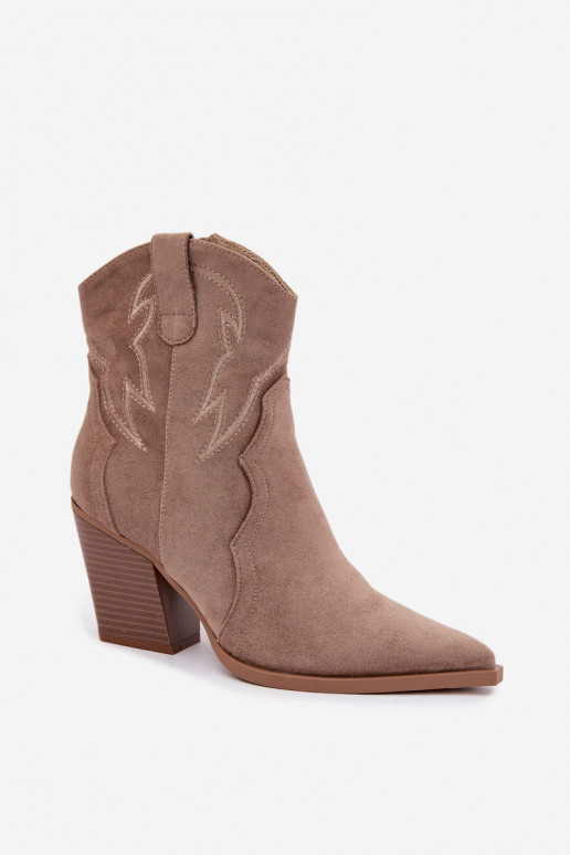 Stivaletti in stile cowboy per donne con tacco in colore sabbia Berella