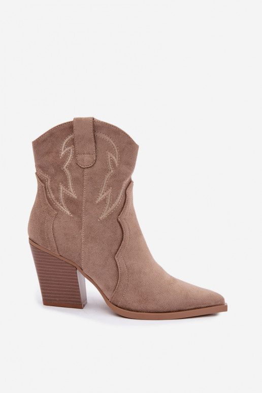 Stivaletti in stile cowboy per donne con tacco in colore sabbia Berella