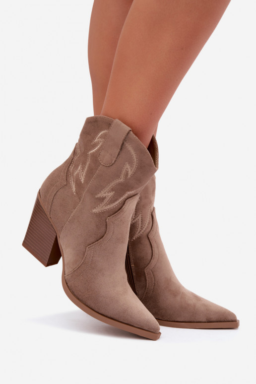Stivaletti in stile cowboy per donne con tacco in colore sabbia Berella