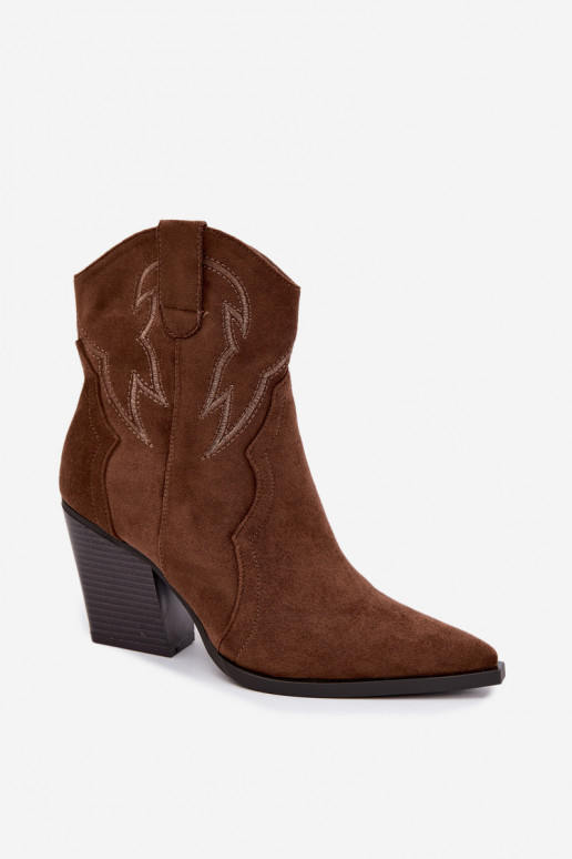 Stivaletti in stile cowboy per donne con tacco in colore marrone Berella