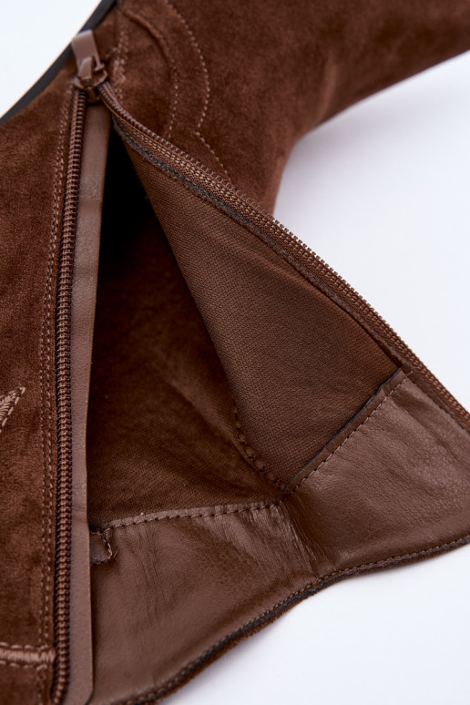 Stivaletti in stile cowboy per donne con tacco in colore marrone Berella
