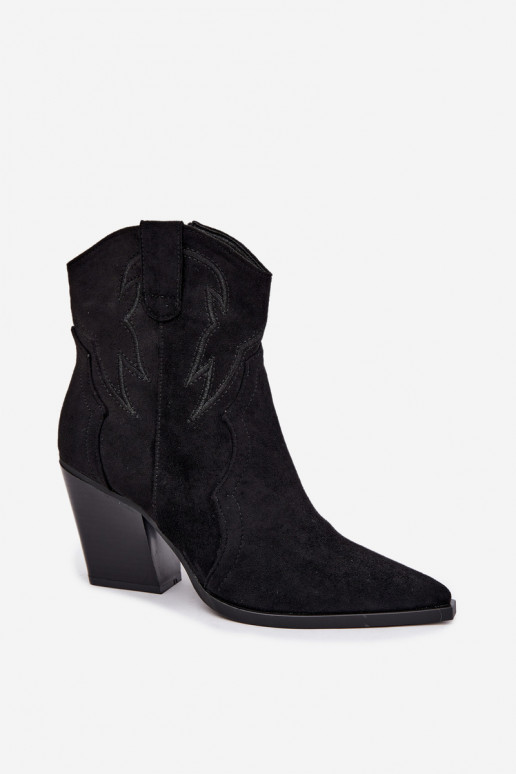 Stivaletti in stile cowboy per donne con tacco in colore nero Berella