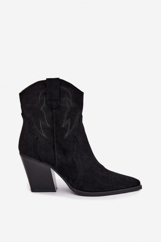 Stivaletti in stile cowboy per donne con tacco in colore nero Berella