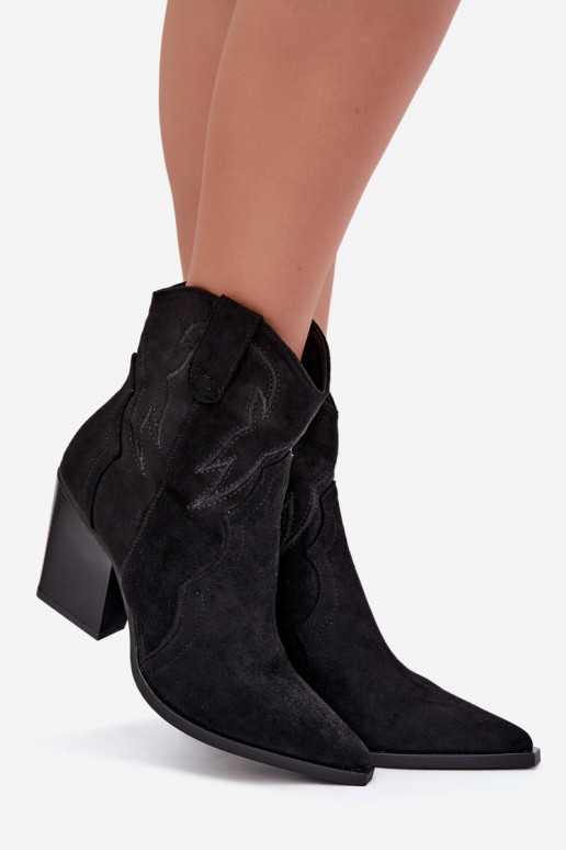 Stivaletti in stile cowboy per donne con tacco in colore nero Berella