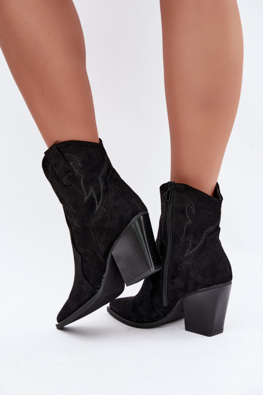 Stivaletti in stile cowboy per donne con tacco in colore nero Berella