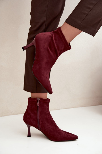 Stivaletti da donna con tacco sottile e cuciture in colore bordeaux Clancy 2