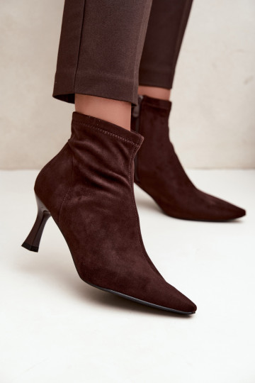 Stivaletti da donna con tacco sottile e cuciture in colore cioccolato Clancy 2