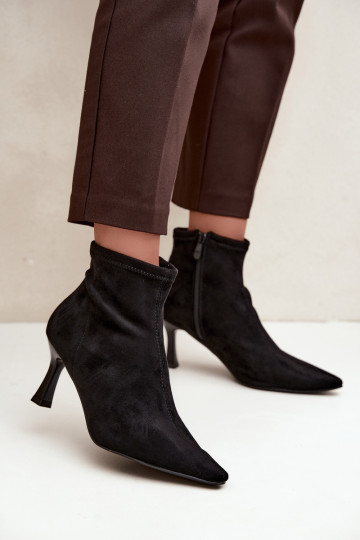 Stivaletti da donna con tacco sottile e cuciture in colore nero Clancy 2