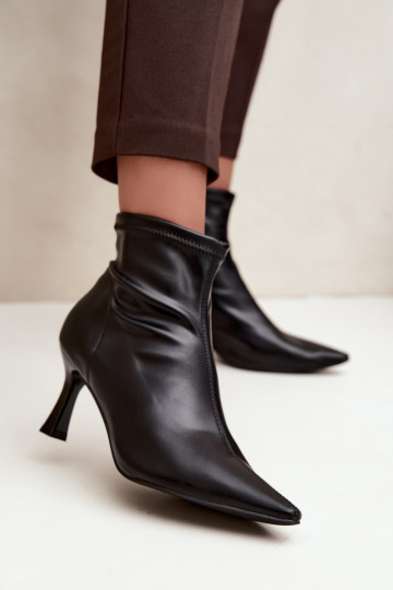 Stivaletti da donna con tacco sottile e cuciture in ecopelle nera Clancy 2