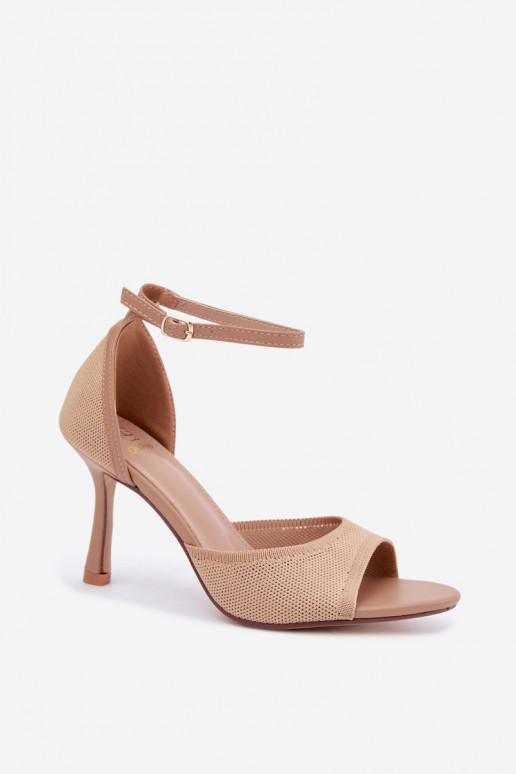 Sandali con tacco sottile color sabbia Galya