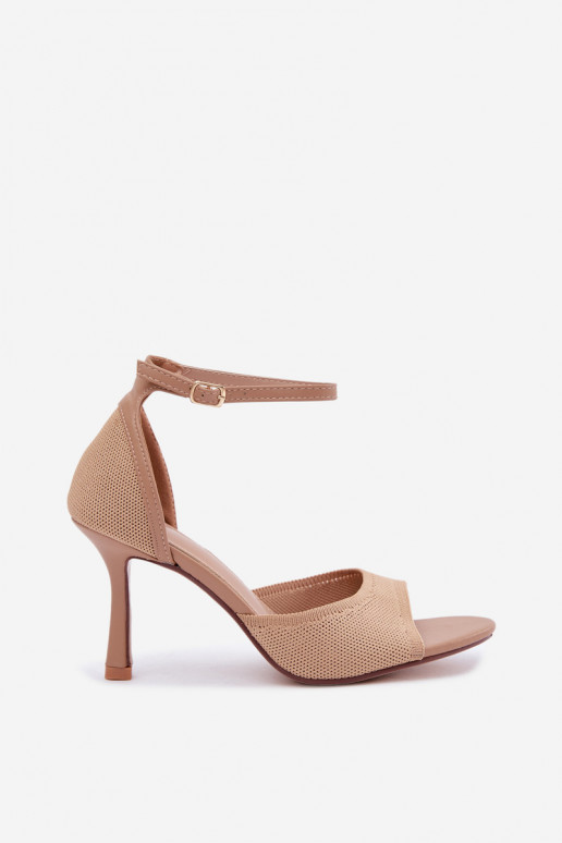 Sandali con tacco sottile color sabbia Galya